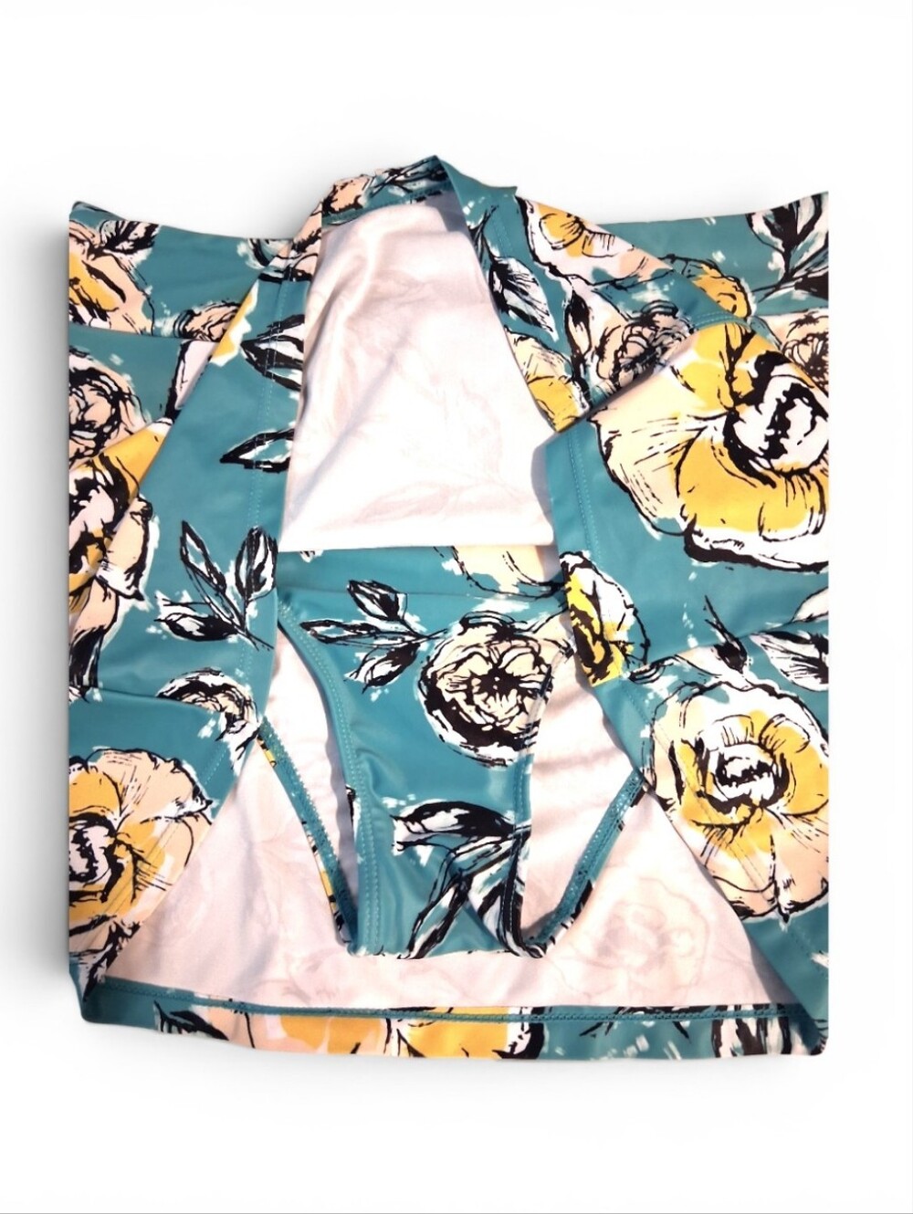 Sketch Floral Signature Halter Tankini Set Swim Top Match Skort Womens Large - Picture 8 of 11